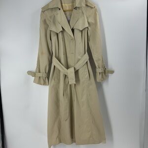 Utex trench coat classic neutral double breasted pockets belted preppy long